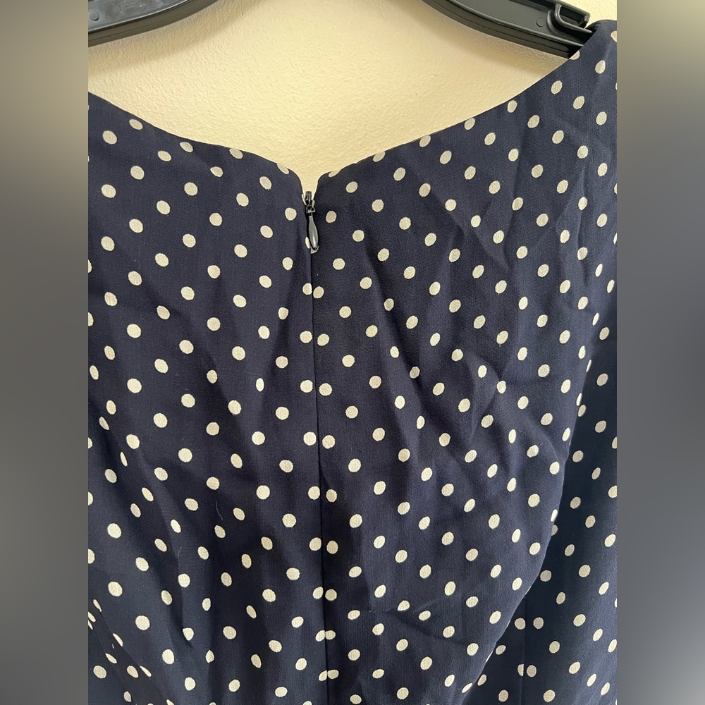 Melinda Eng Blue and white polka dotted Ruffled Tiered Midi Dress with scarf - Picture 9 of 11